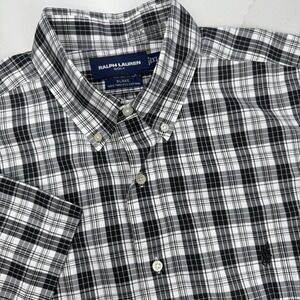 Vtg Ralph Lauren Golf Button Down Shirt Men XL Black Plaid Black‎ Pony Blake